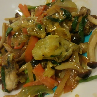 牡蠣と野菜の中華炒め